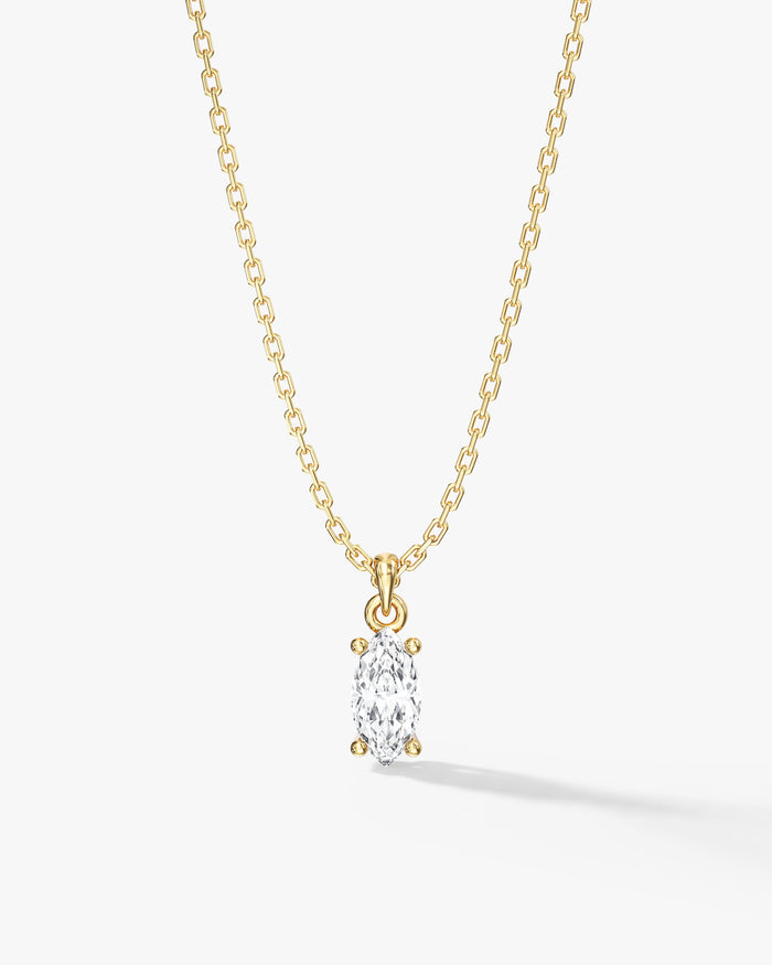 Marquise Cut Solitaire Cable Chain Moissanite Pendant Necklace image 1