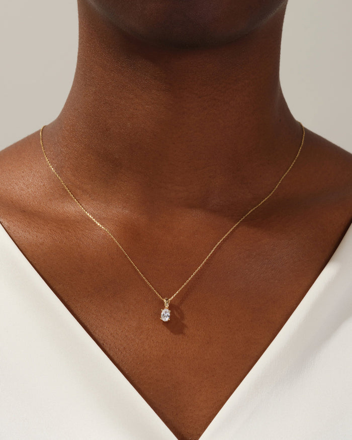 Oval Cut Solitaire Moissanite Pendant Necklace image 2