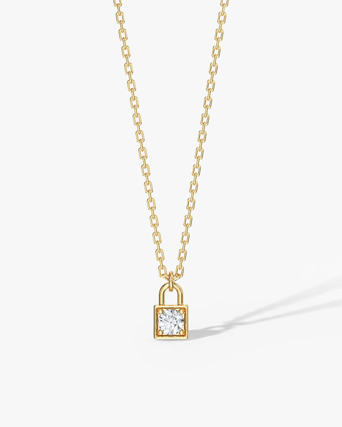 Round Lock Moissanite Pendant Necklace image 1