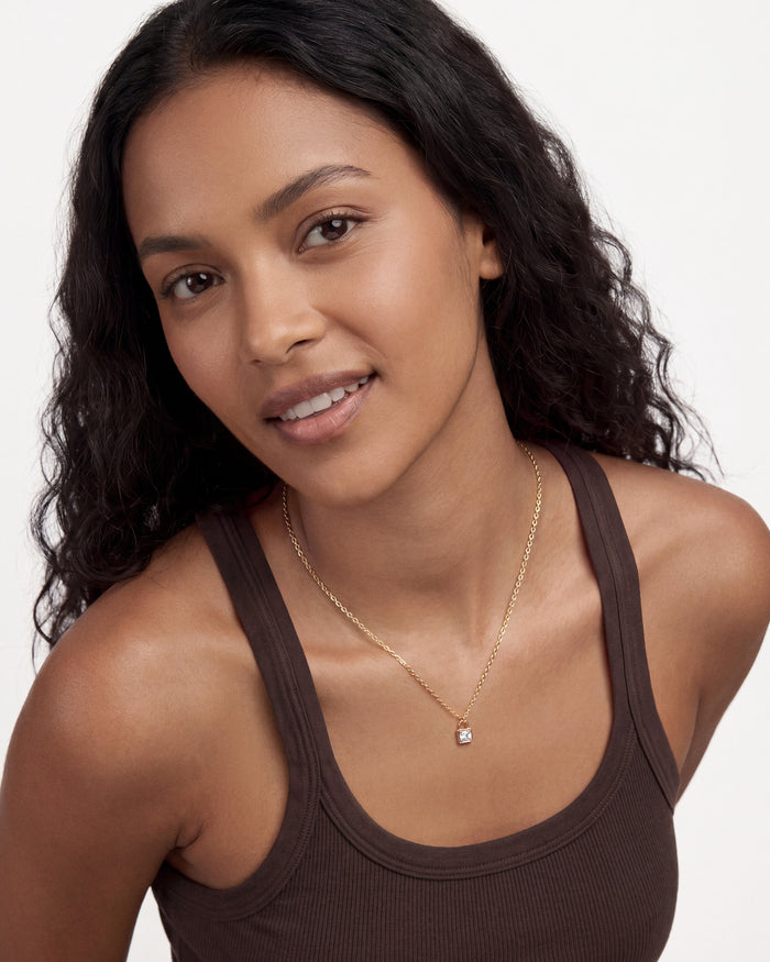 Round Lock Moissanite Pendant Necklace image 2