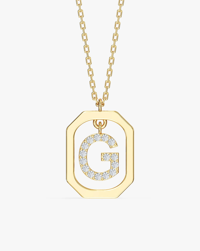 Initial Frame Moissanite Pendant Necklace image 1