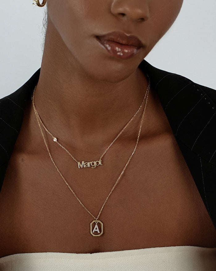 Initial Frame Moissanite Pendant Necklace image 2