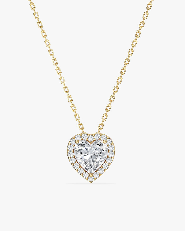 Halo Heart Moissanite Pendant Necklace image 1