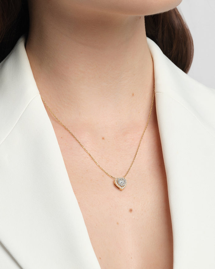 Halo Heart Moissanite Pendant Necklace image 2