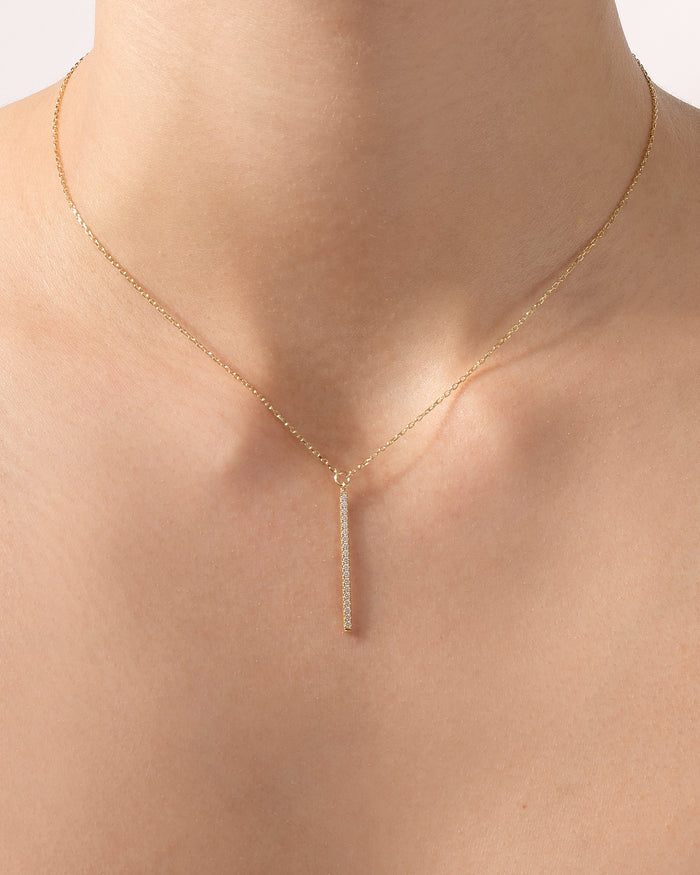 Vertical Moissanite Pendant Necklace image 2