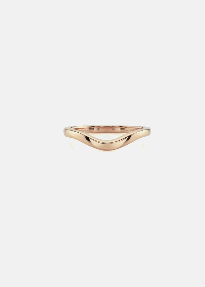 Plain curved wedding band in rose gold