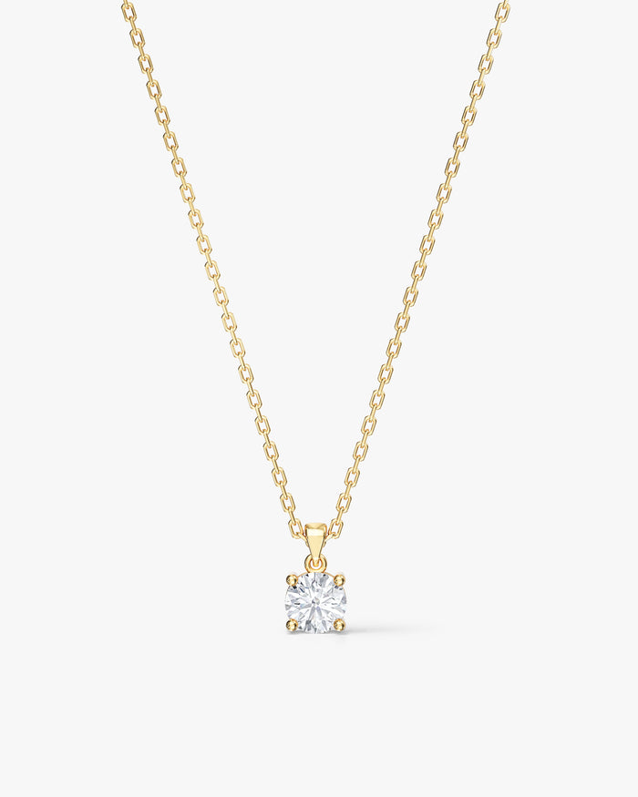 Round Cut Solitaire Cable Chain Moissanite Pendant Necklace image 1