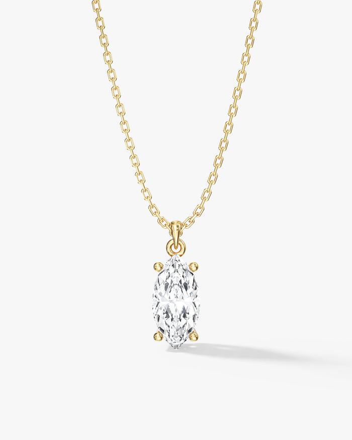 Marquise Cut Solitaire Prong Moissanite Pendant Necklace image 1