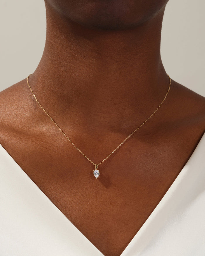Pear Cut Solitaire Moissanite Pendant Necklace image 2