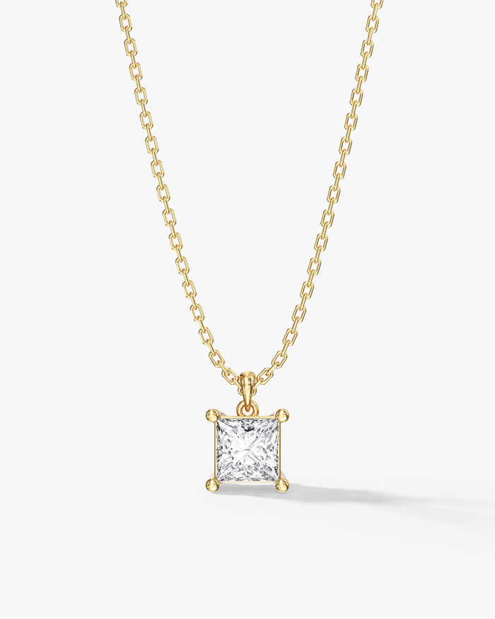 Princess Cut Solitaire Cable Chain Moissanite Pendant Necklace image 1