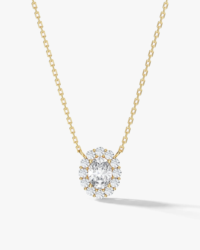 Oval Halo Moissanite Pendant Necklace image 1