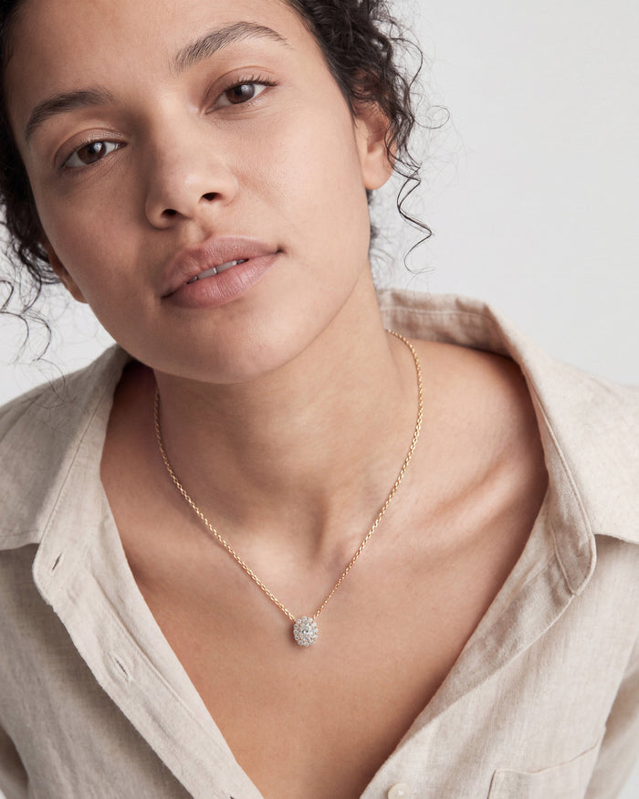 Oval Halo Moissanite Pendant Necklace image 2