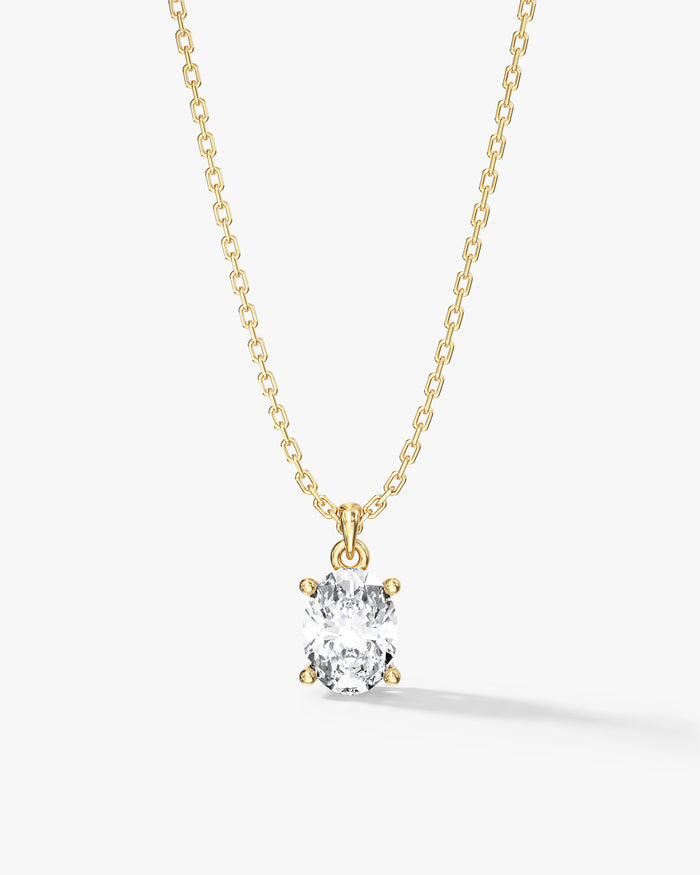 Oval Cut Solitaire Cable Chain Moissanite Pendant Necklace image 1