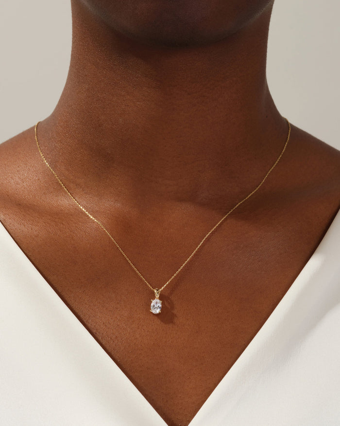 Oval Cut Solitaire Cable Chain Moissanite Pendant Necklace image 2