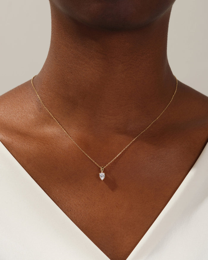 Pear Cut Solitaire Cable Chain Moissanite Pendant Necklace image 2