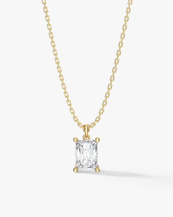 Radiant Cut Solitaire Moissanite Pendant Necklace Style 2 image 1