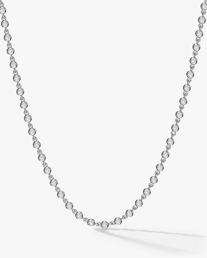 1.7mm Round Bezel Set Moissanite Tennis Necklace image 1