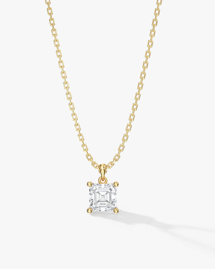 Asscher Cut Solitaire Moissanite Pendant Necklace image 1