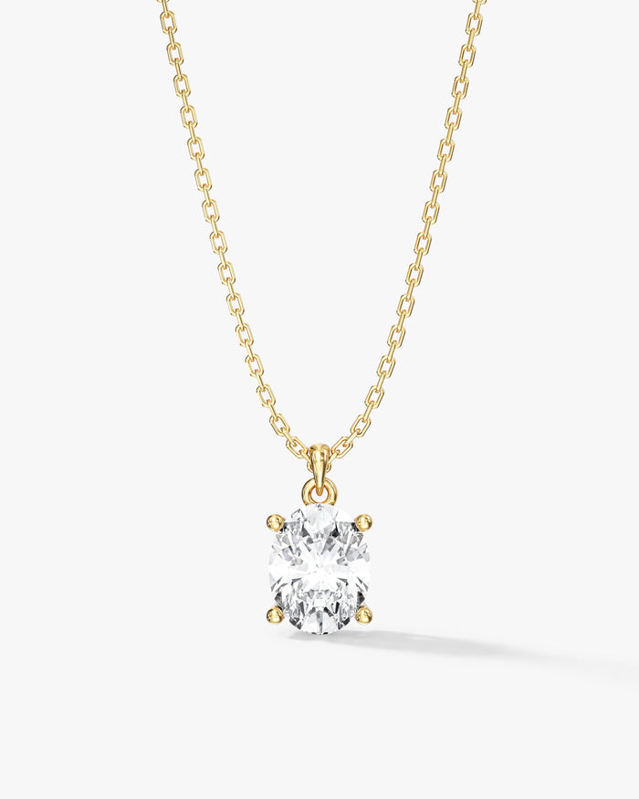 Oval Cut Solitaire Prong Moissanite Pendant Necklace image 1