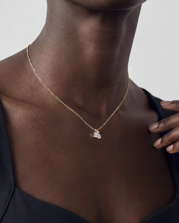 Mixed Shape Three Stone Cluster Moissanite Pendant Necklace image 2