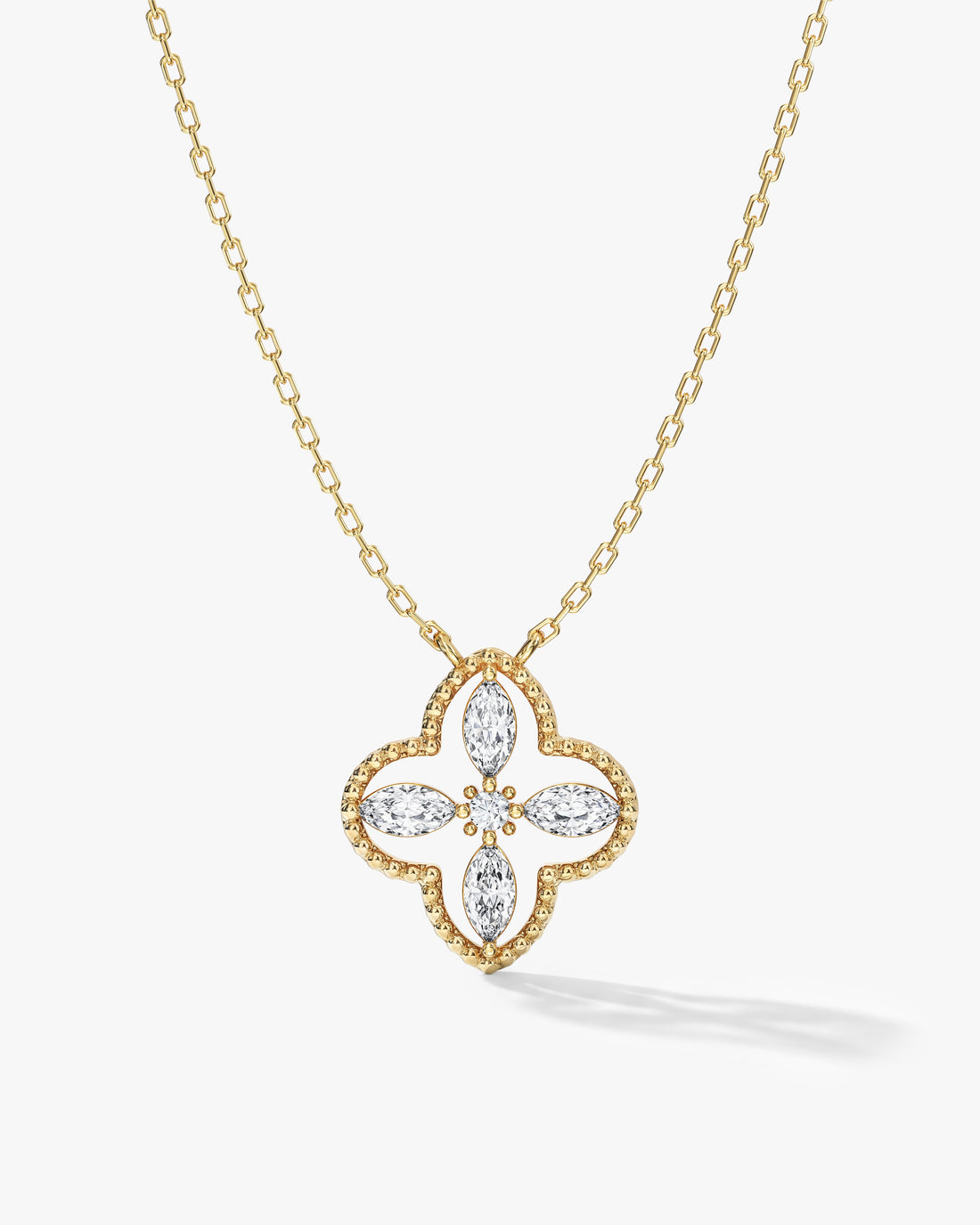 Beaded Clover Moissanite Pendant Necklace image 1