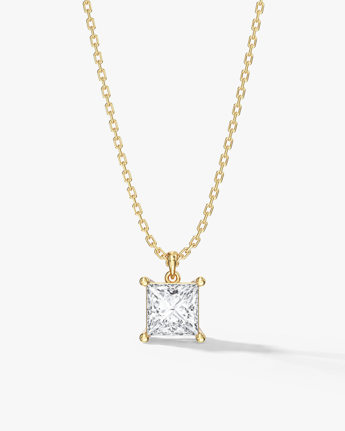 Princess Cut Solitaire Prong Moissanite Pendant Necklace image 1
