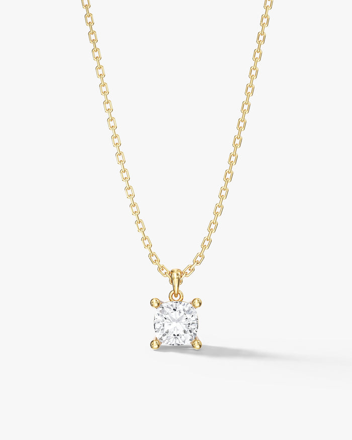 Cushion Cut Solitaire Cable Chain Moissanite Pendant Necklace image 1