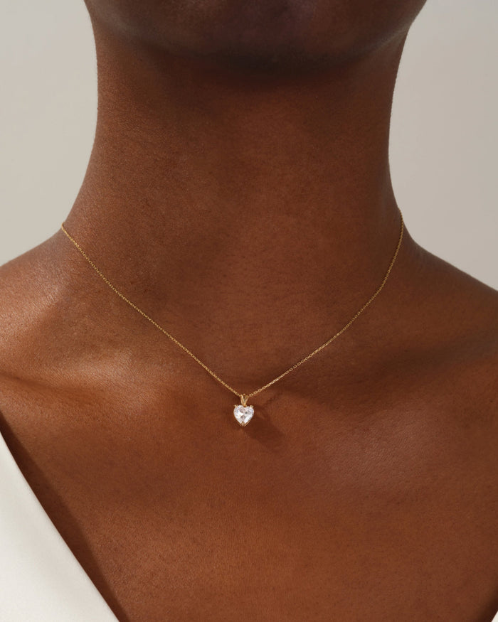Heart Cut Solitaire Moissanite Pendant Necklace Style 2 image 2
