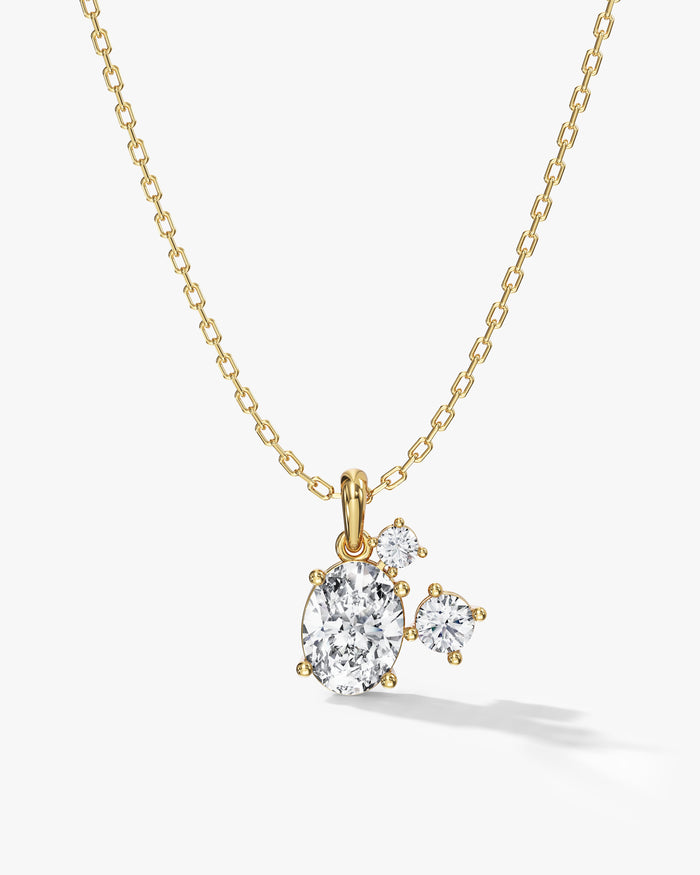 Oval Cluster Moissanite Pendant Necklace image 1