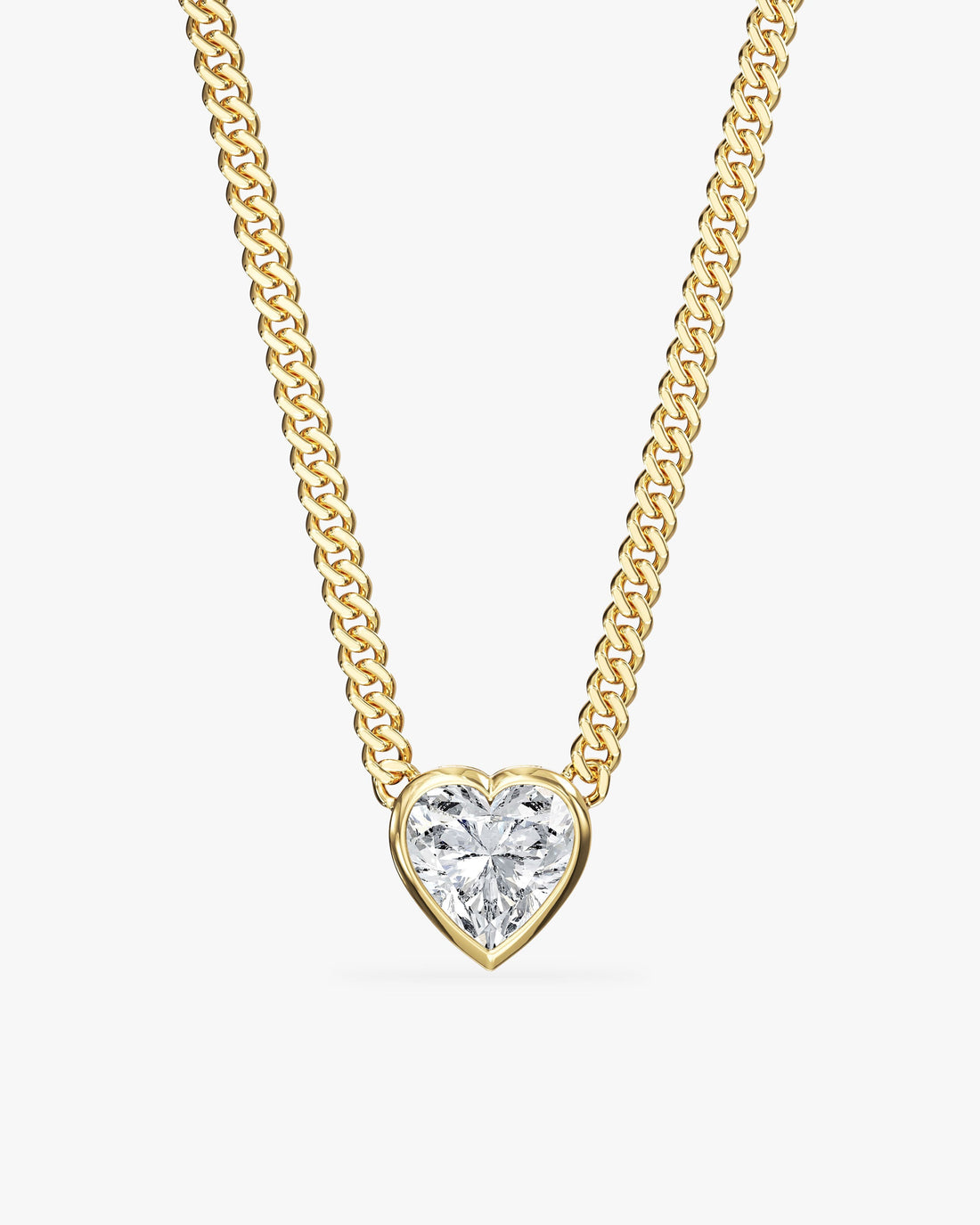 Heart Cuban Chain Moissanite Pendant Necklace image 1