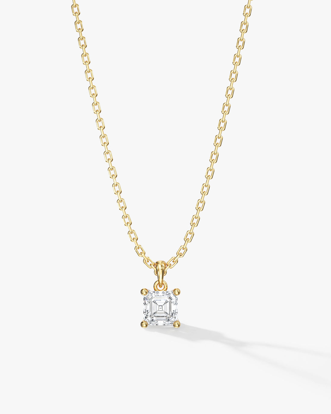 Asscher Cut Solitaire Cable Chain Moissanite Pendant Necklace image 1