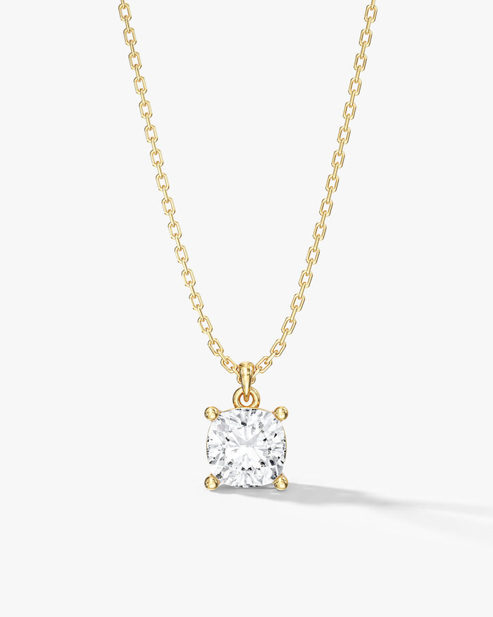 Cushion Cut Solitaire Prong Moissanite Pendant Necklace image 1