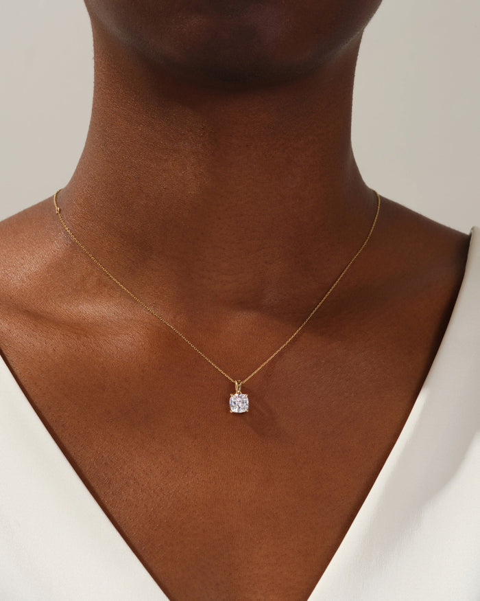 Cushion Cut Solitaire Prong Moissanite Pendant Necklace image 2