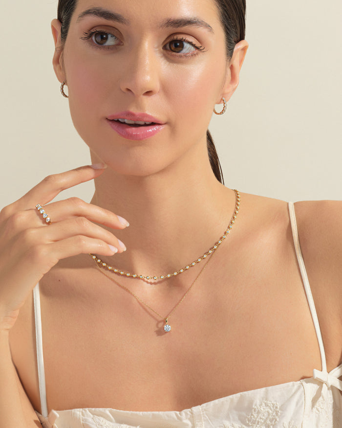 1.3mm Round Bezel Set Moissanite Tennis Necklace Style 2 image 2