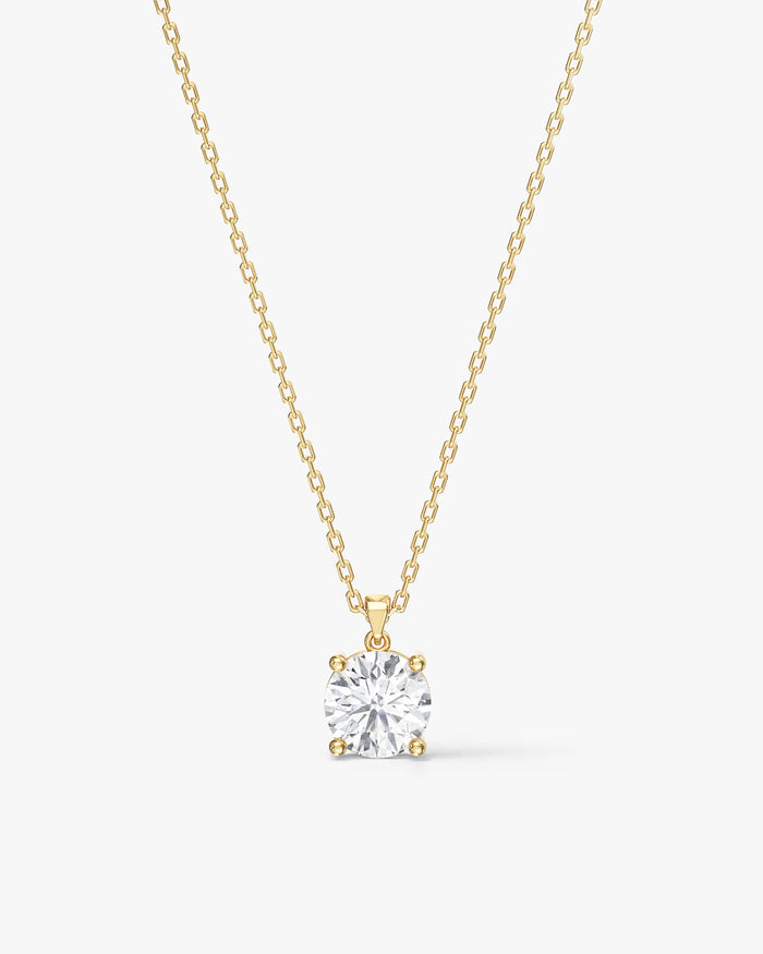 Round Cut Solitaire Prong Moissanite Pendant Necklace image 1
