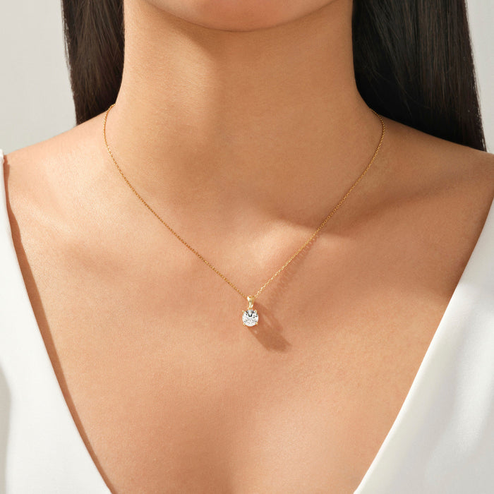 Round Cut Solitaire Moissanite Pendant Necklace Style 2 image 2