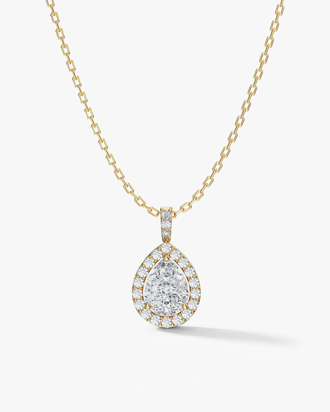 Pear Halo Pave Bail Moissanite Pendant Necklace image 1