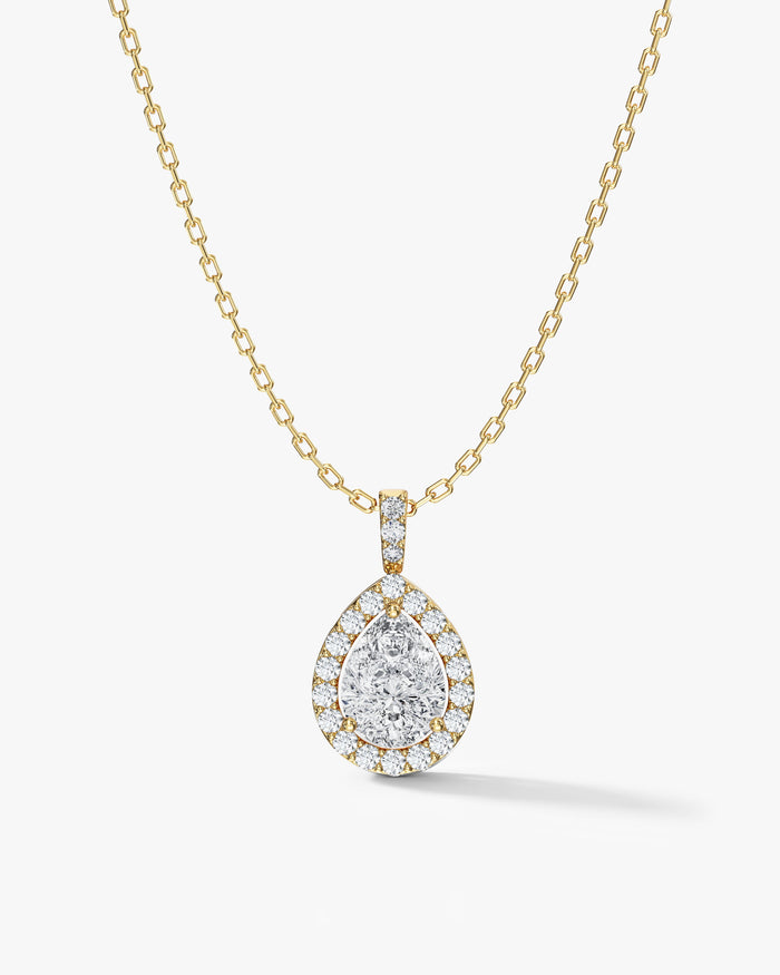 Pear Halo Pave Bail Moissanite Pendant Necklace image 1