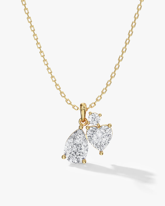 Heart Cluster Moissanite Pendant Necklace image 1