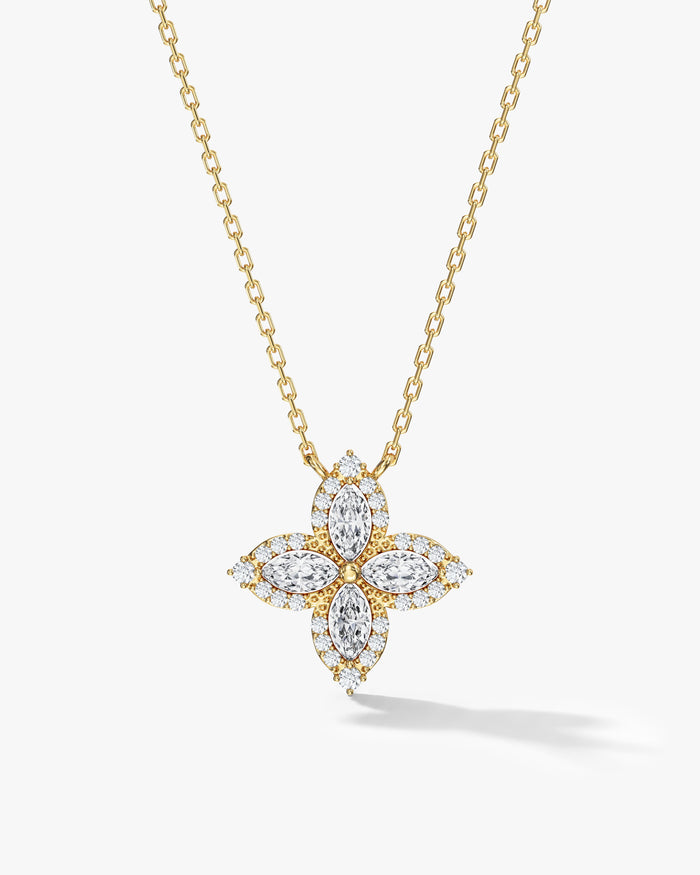 Pave Flower Moissanite Pendant Necklace image 1