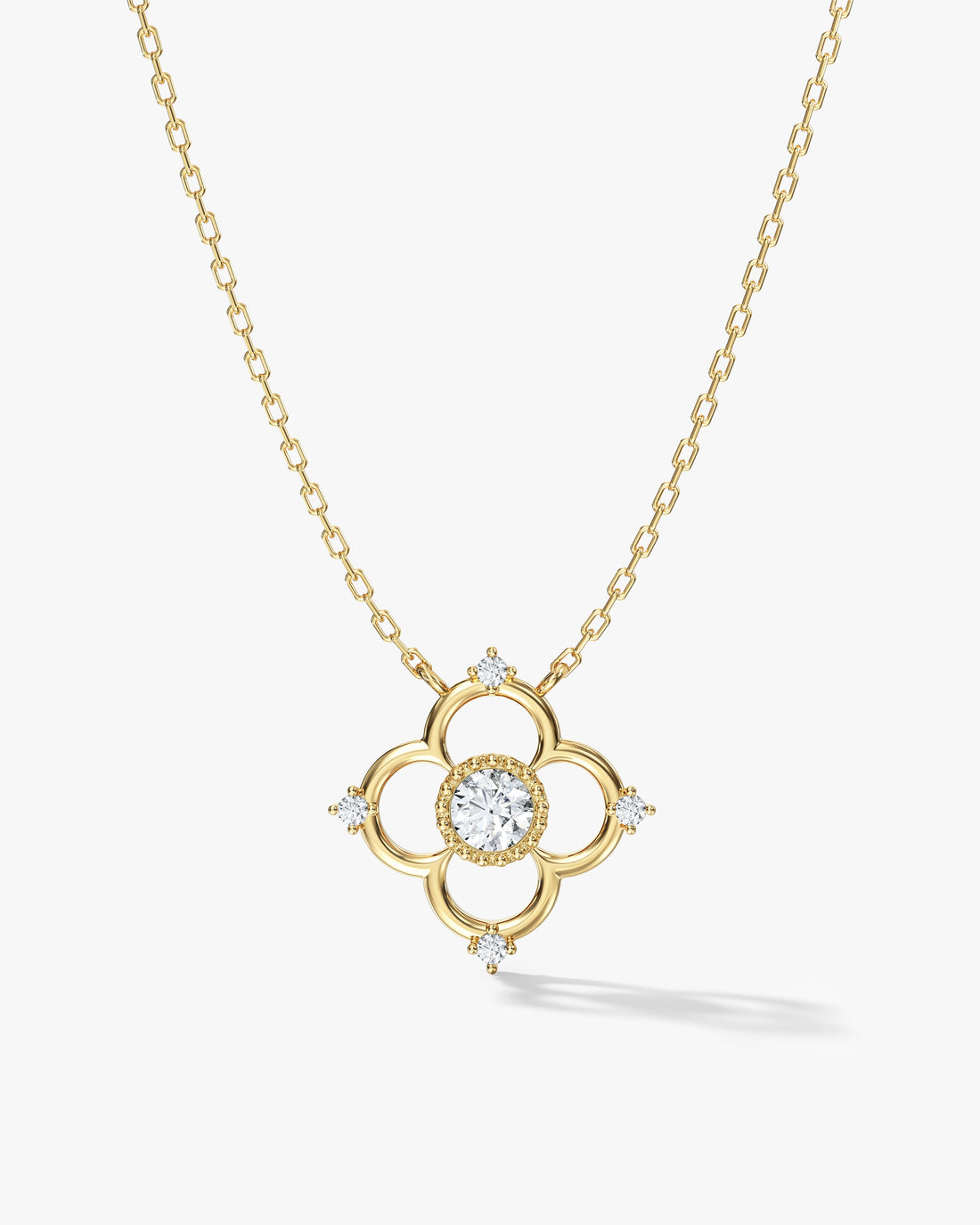 Round Open Clover Moissanite Pendant Necklace image 1