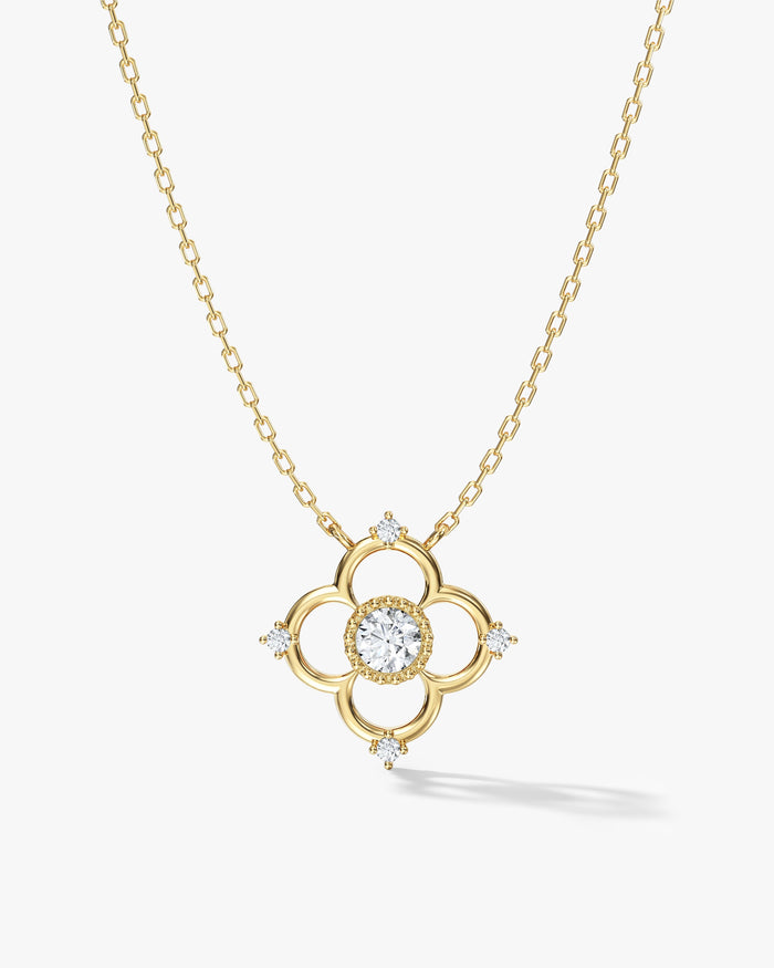 Round Open Clover Moissanite Pendant Necklace image 1