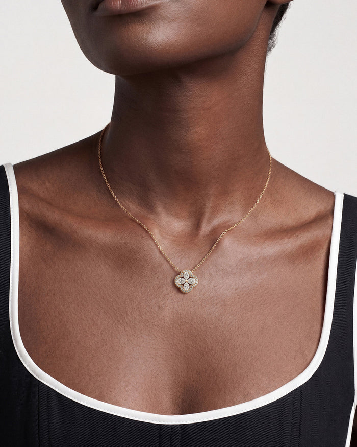 Clover Halo Moissanite Pendant Necklace image 2