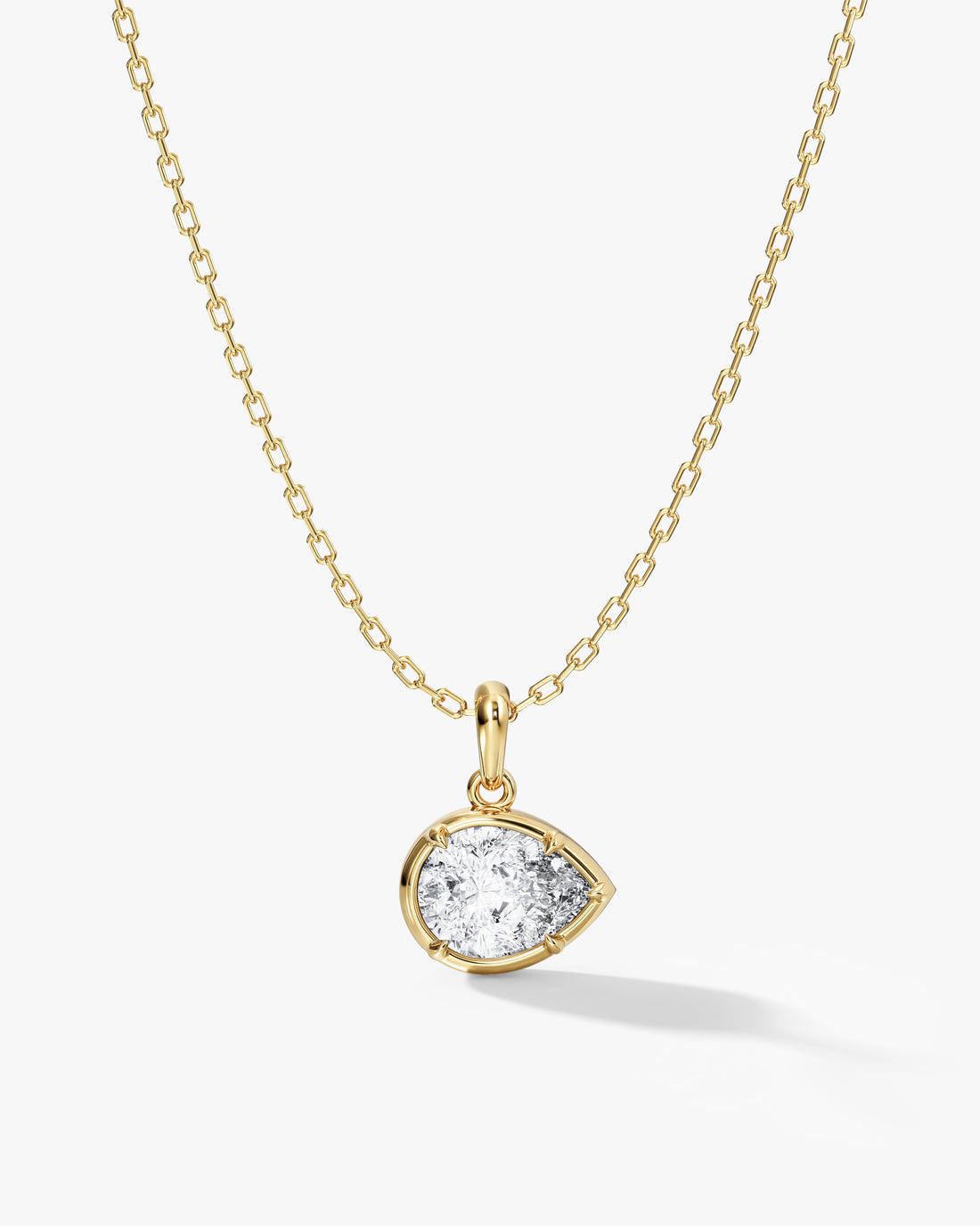 Pear Bezel Moissanite Pendant Necklace image 1