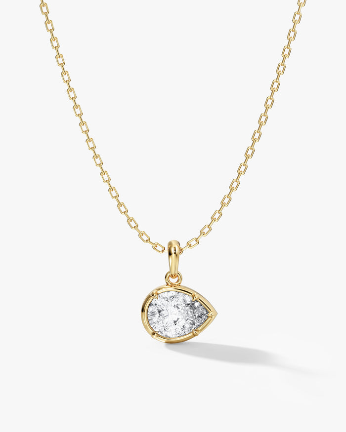 Pear Bezel Moissanite Pendant Necklace image 1