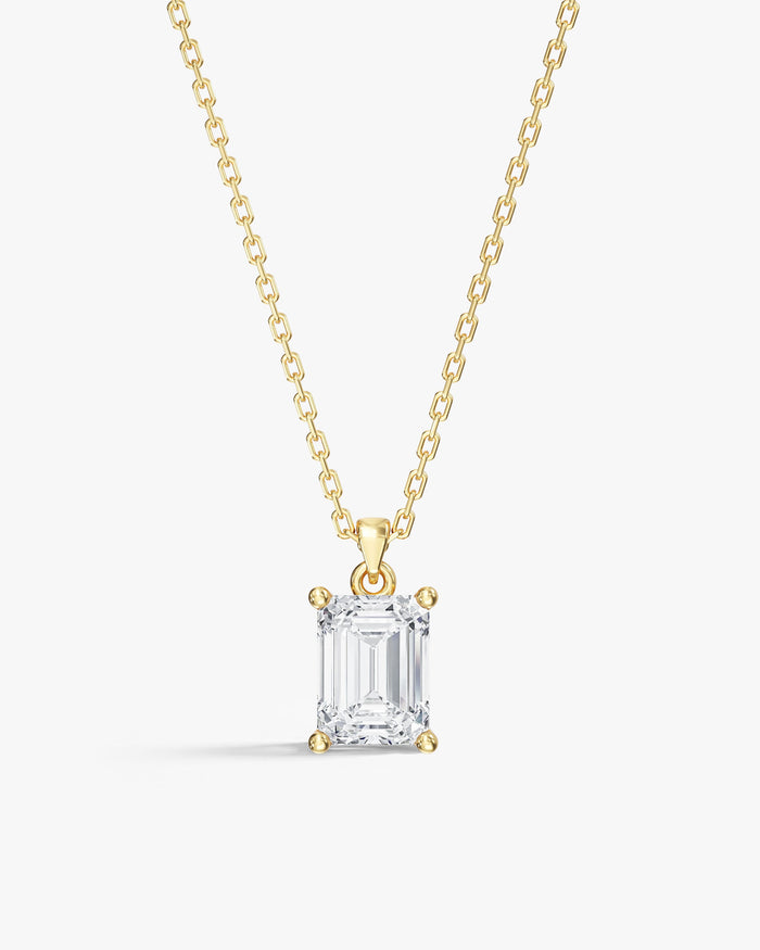 Emerald Cut Solitaire Prong Moissanite Pendant Necklace image 1