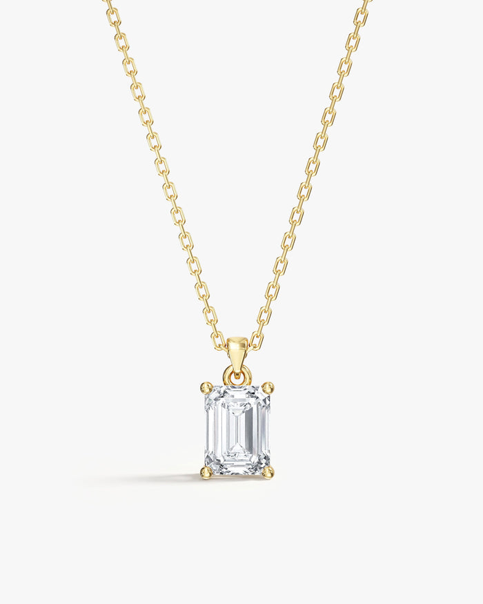 Emerald Cut Solitaire Moissanite Pendant Necklace Style 2 image 1
