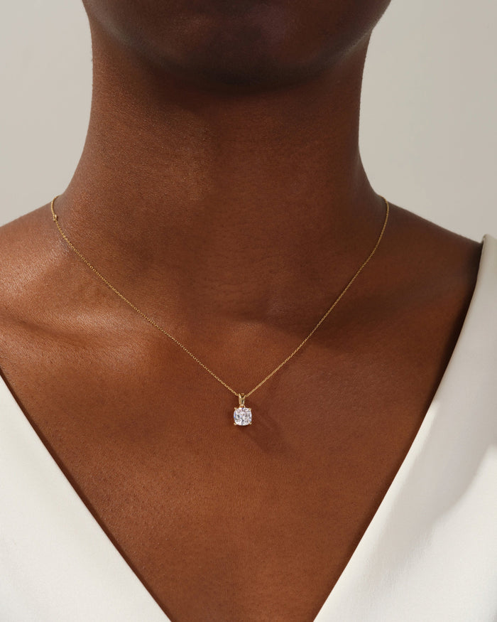 Cushion Cut Solitaire Moissanite Pendant Necklace Style 2 image 2