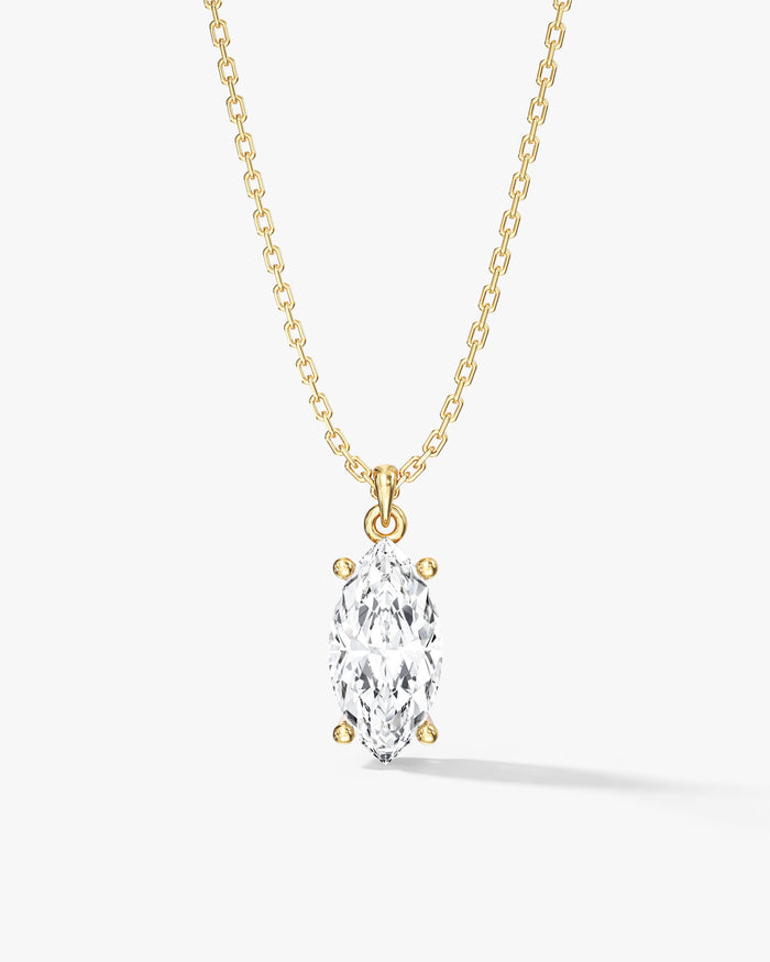 Marquise Cut Solitaire Moissanite Pendant Necklace Style 2 image 1