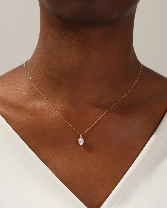 Pear Cut Solitaire Moissanite Pendant Necklace Style 2 image 2